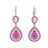 Pink Sapphire and Diamond Dangle Platinum Earrings by Omi