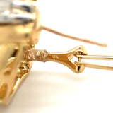 Platinum and 18k Yellow Gold Wave Motif Earrings