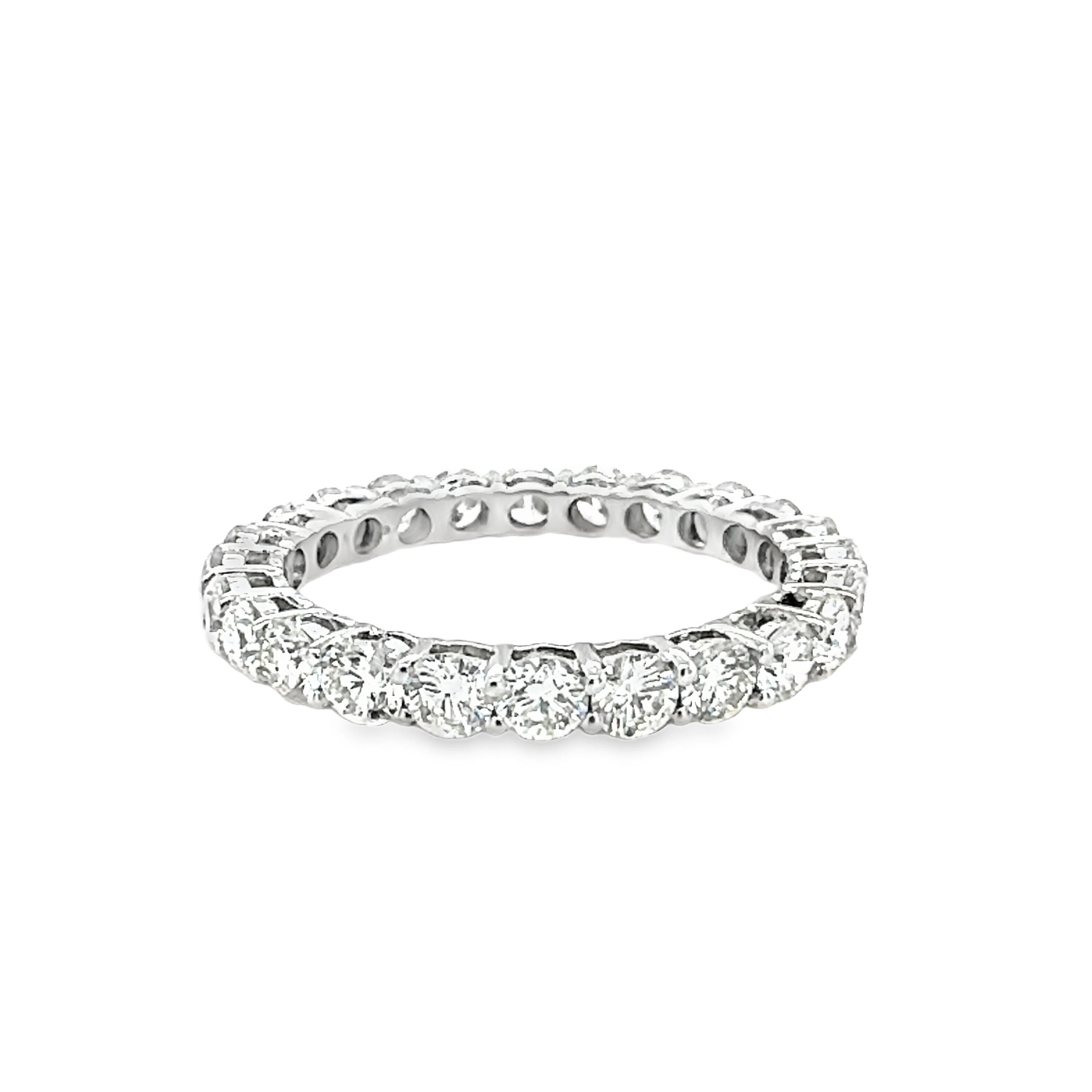 14K White Gold Diamond Eternity Band with Single Cut Diamonds and