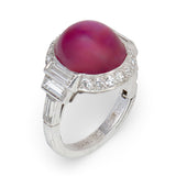 Art Deco Star Ruby and Diamond Platinum and 18K White Gold Ring, circa 1930s