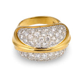 Diamond Dome 18K Yellow Gold and Platinum Ring, circa 1970s