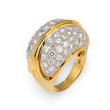 Diamond Dome 18K Yellow Gold and Platinum Ring, circa 1970s