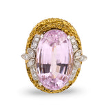 Kunzite and Diamond 18K Yellow Gold and Platinum Ring, circa 1960s