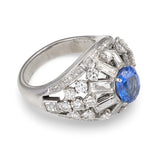 Mid-Century Mauboussin Sapphire and Diamond Platinum Ring, circa 1950s