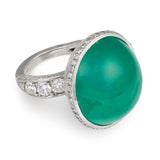 Mid-Century Emerald and Diamond Platinum Ring, circa 1950s