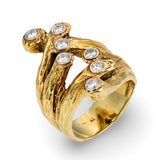 Naturalistic Designed Diamond 14K Yellow Gold Ring, circa 1960s