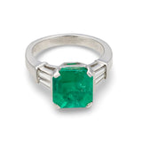Gia Certified 3.20 Ct. Colombian Emerald and Diamond Platinum Ring