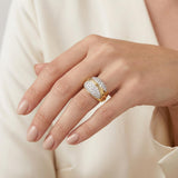 Vintage 1970s Diamond Dome Ring, 80 Diamonds 3.25ct, 18K Yellow Gold and Platinu
