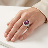 GIA Certified 41.23ct No-Heat Natural Star Ruby and Diamond 18K White Gold Cockt