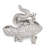 Vintage 1970s Diamond Pave Salamander Ring, 2.82ct, 18K White Gold, Figural Liza