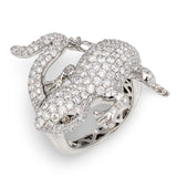 Vintage 1970s Diamond Pave Salamander Ring, 2.82ct, 18K White Gold, Figural Liza