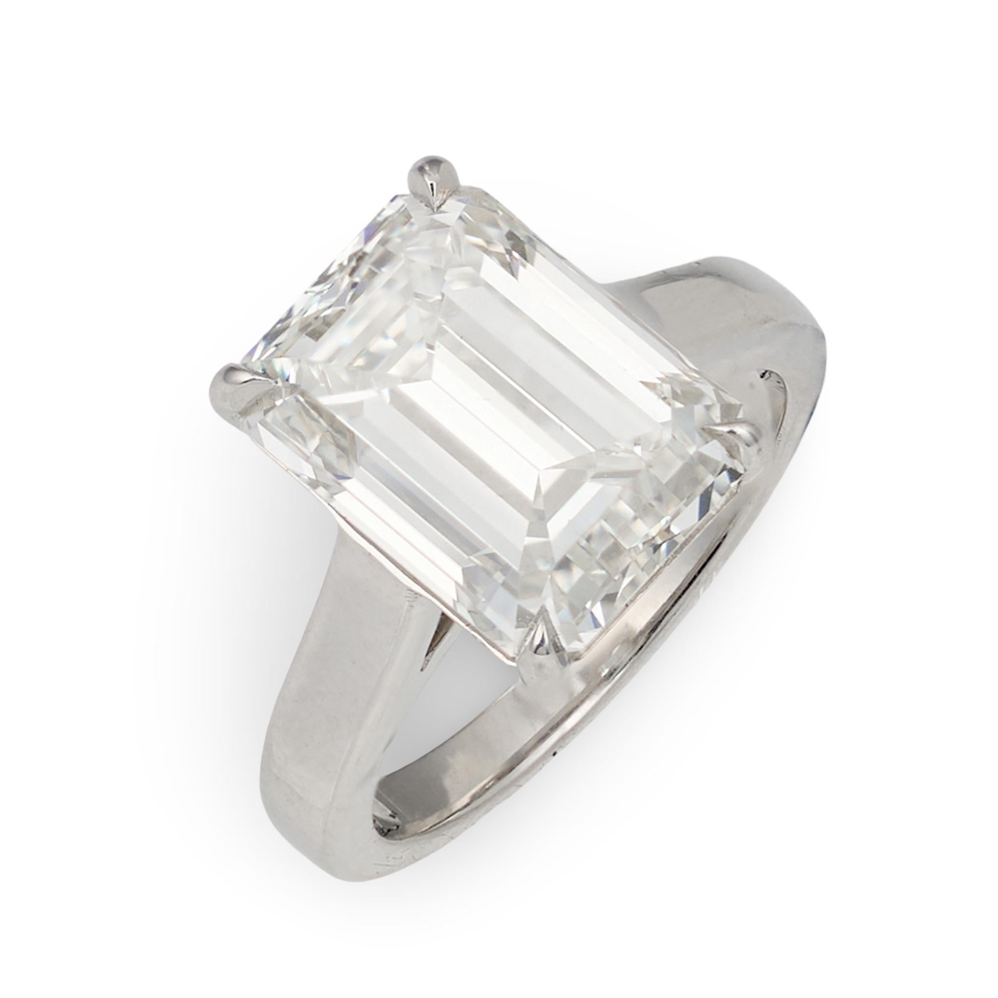 GIA Certified 6.74 Carat Emerald Cut Diamond Engagement Ring, Platinum