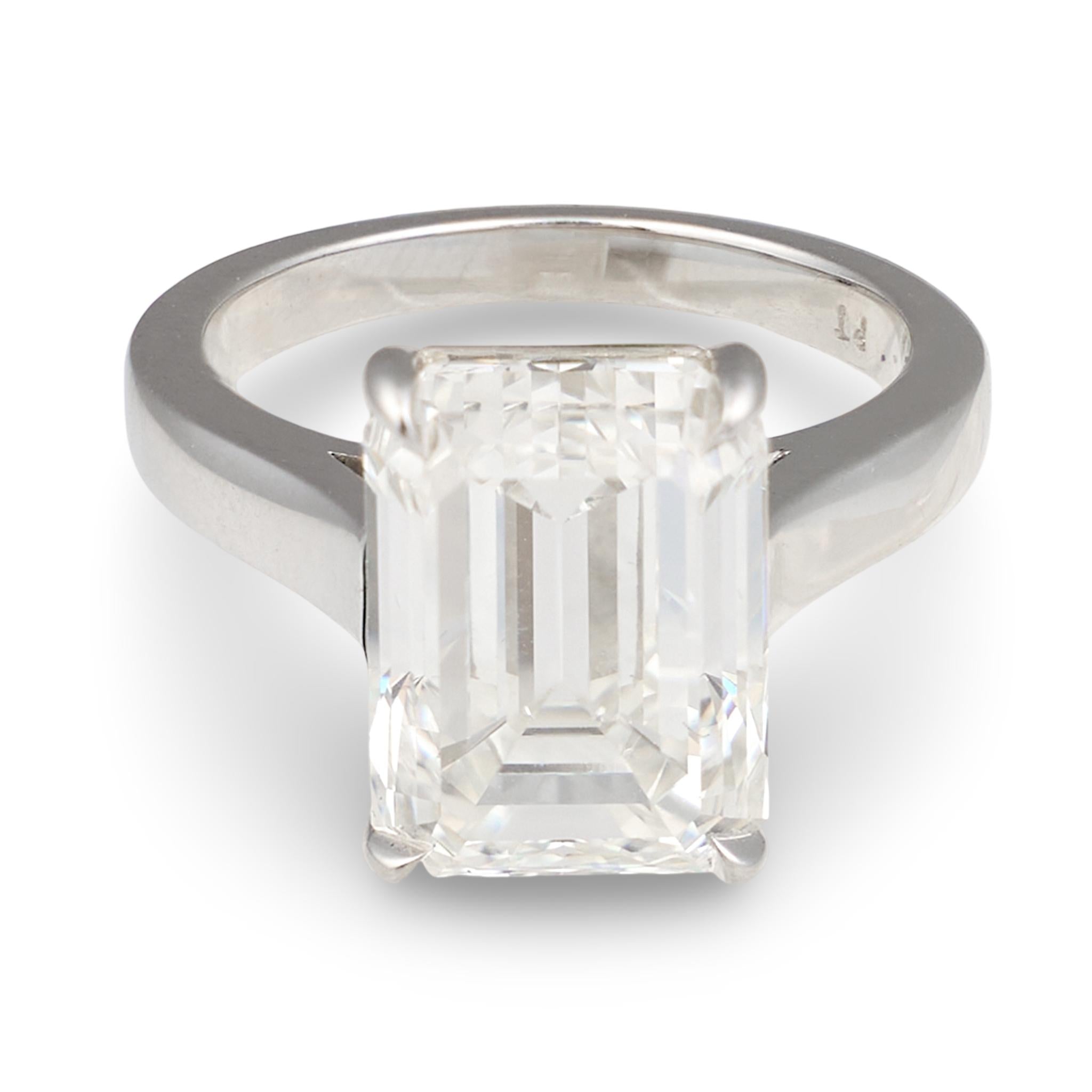 GIA Certified 6.74 Carat Emerald Cut Diamond Engagement Ring, Platinum