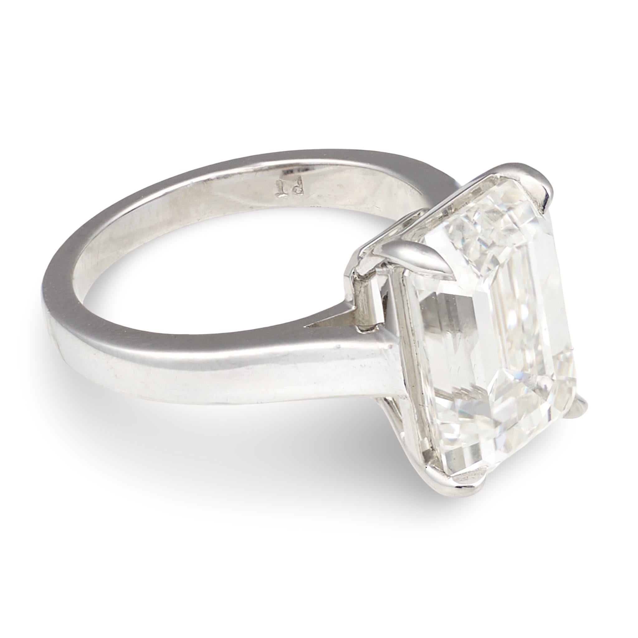 GIA Certified 6.74 Carat Emerald Cut Diamond Engagement Ring, Platinum