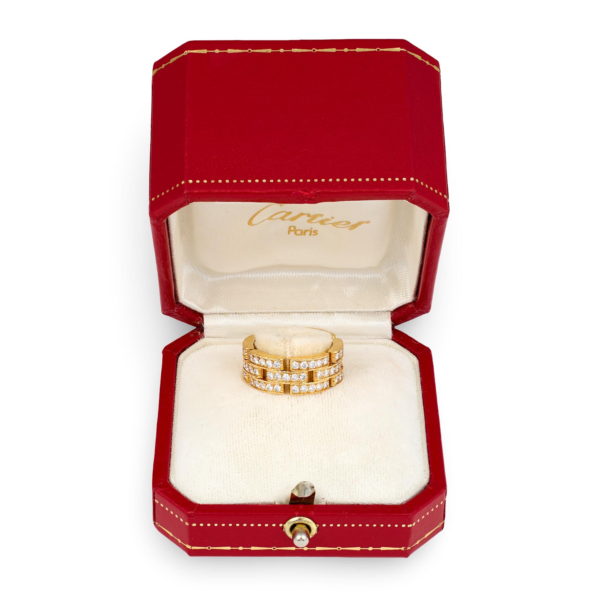 Cartier Maillon Panthère 18K Yellow Gold Diamond Band Ring, 1.40ct, Original Box
