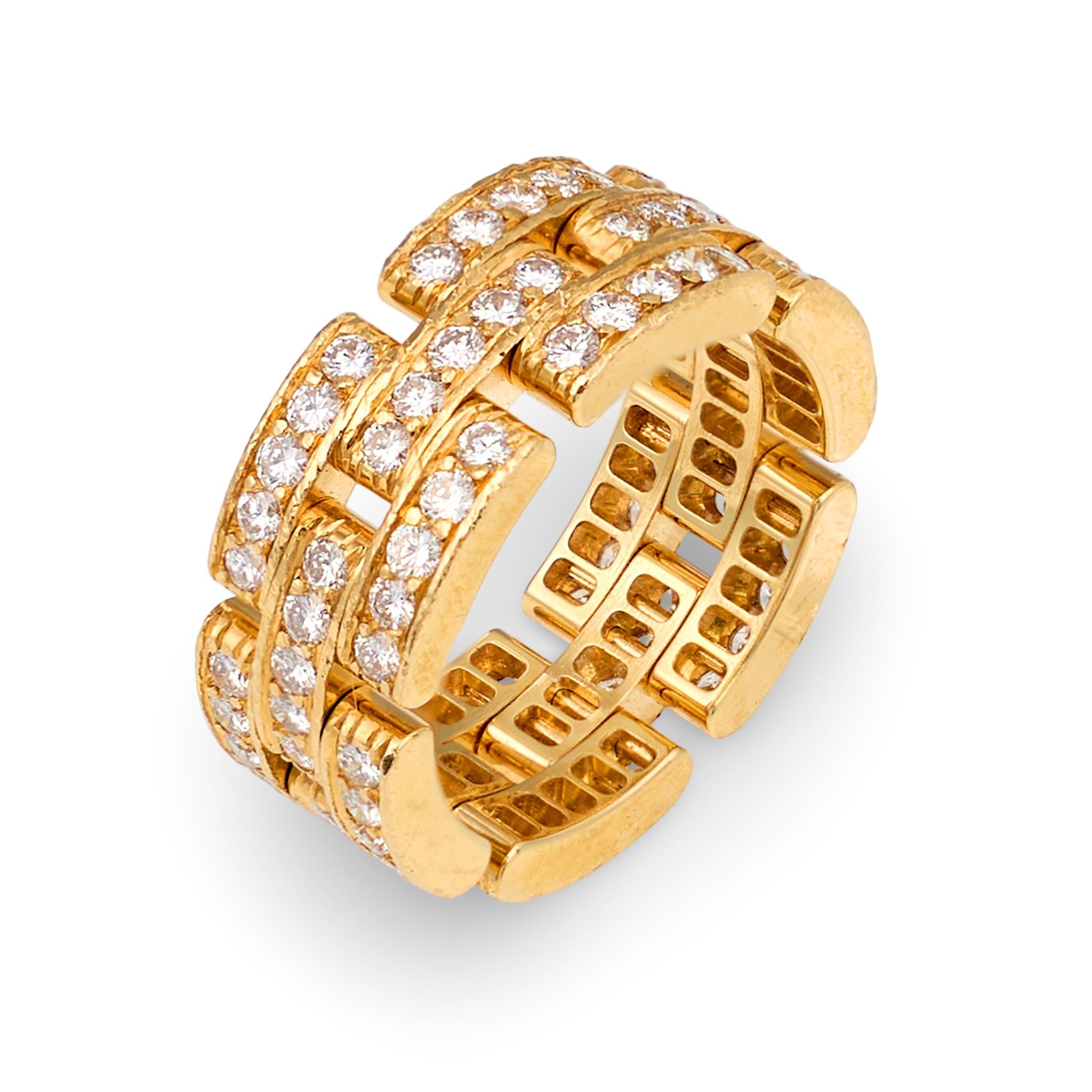 Cartier Maillon Panthère 18K Yellow Gold Diamond Band Ring, 1.40ct, Original Box