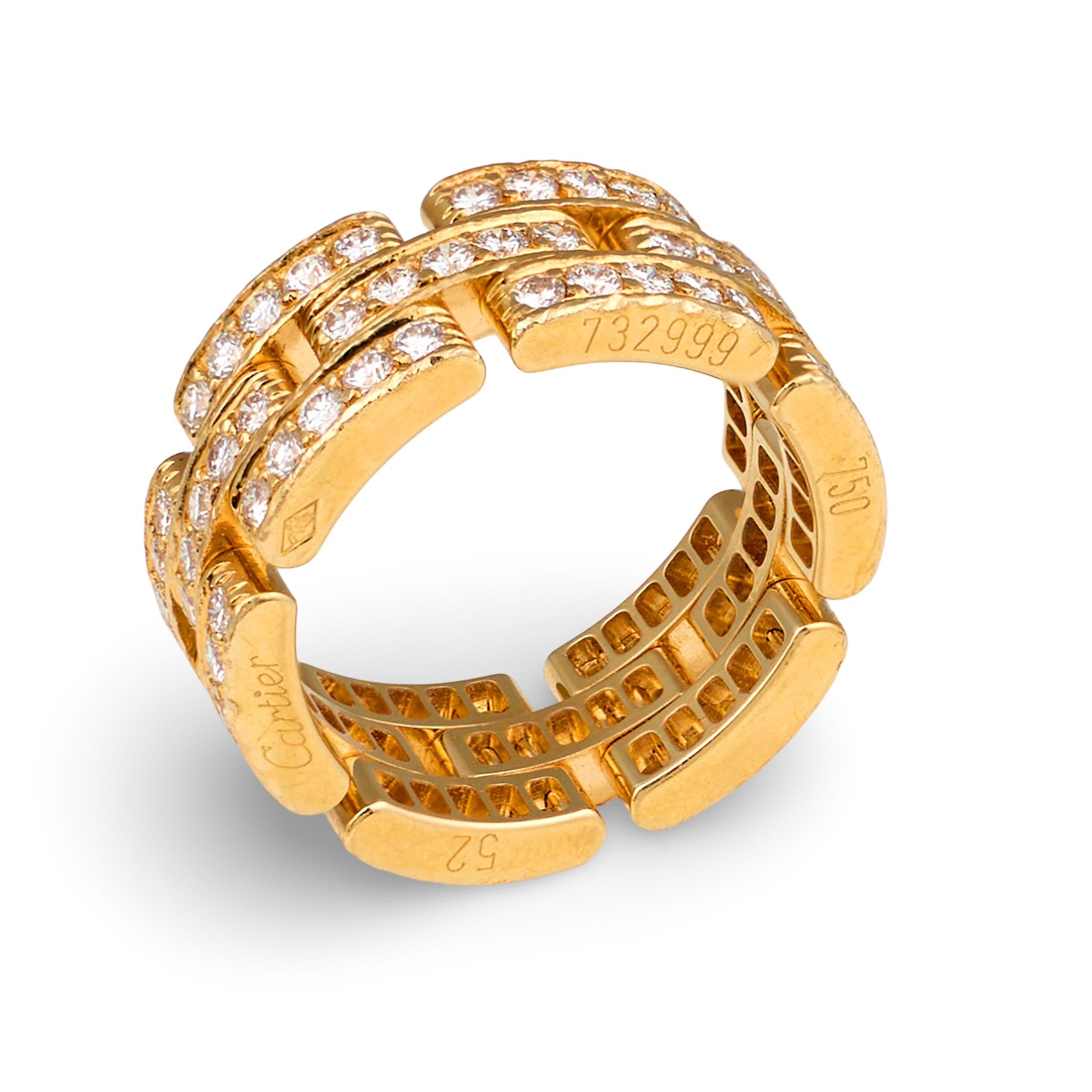Cartier Maillon Panthère 18K Yellow Gold Diamond Band Ring, 1.40ct, Original Box