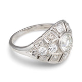 Art Deco Diamond Bombe Ring in Platinum, Old European Cut, Circa 1920s