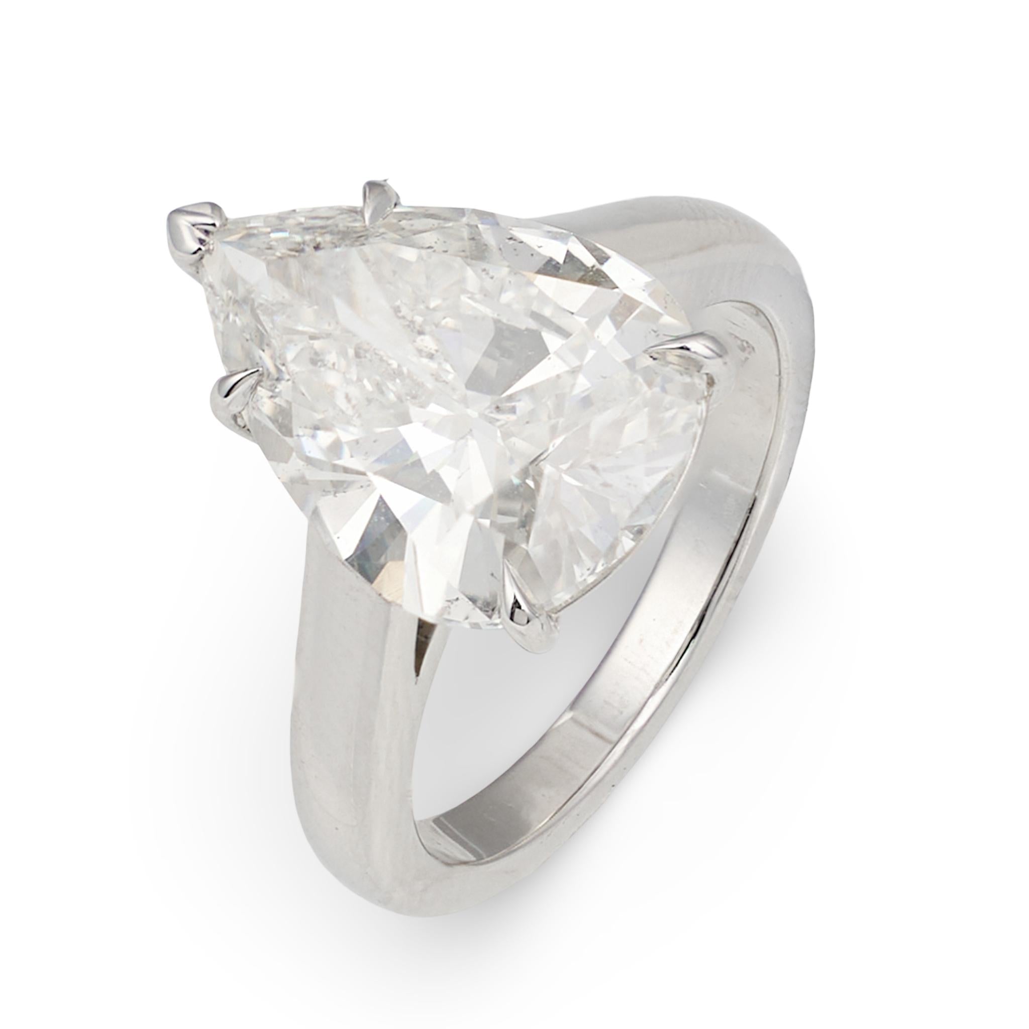 GIA Certified 5.31ct Pear Diamond Platinum Engagement Ring