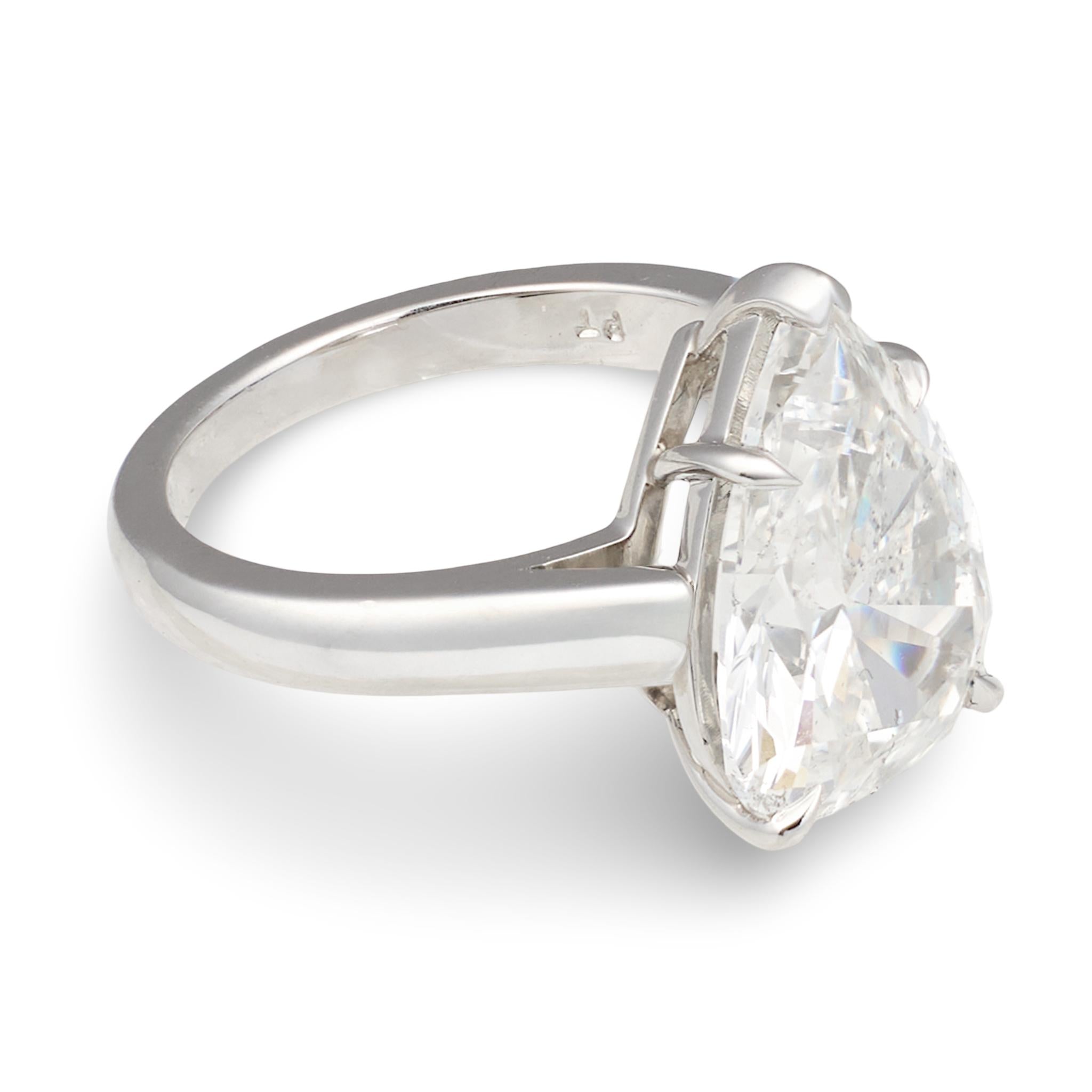 GIA Certified 5.31ct Pear Diamond Platinum Engagement Ring