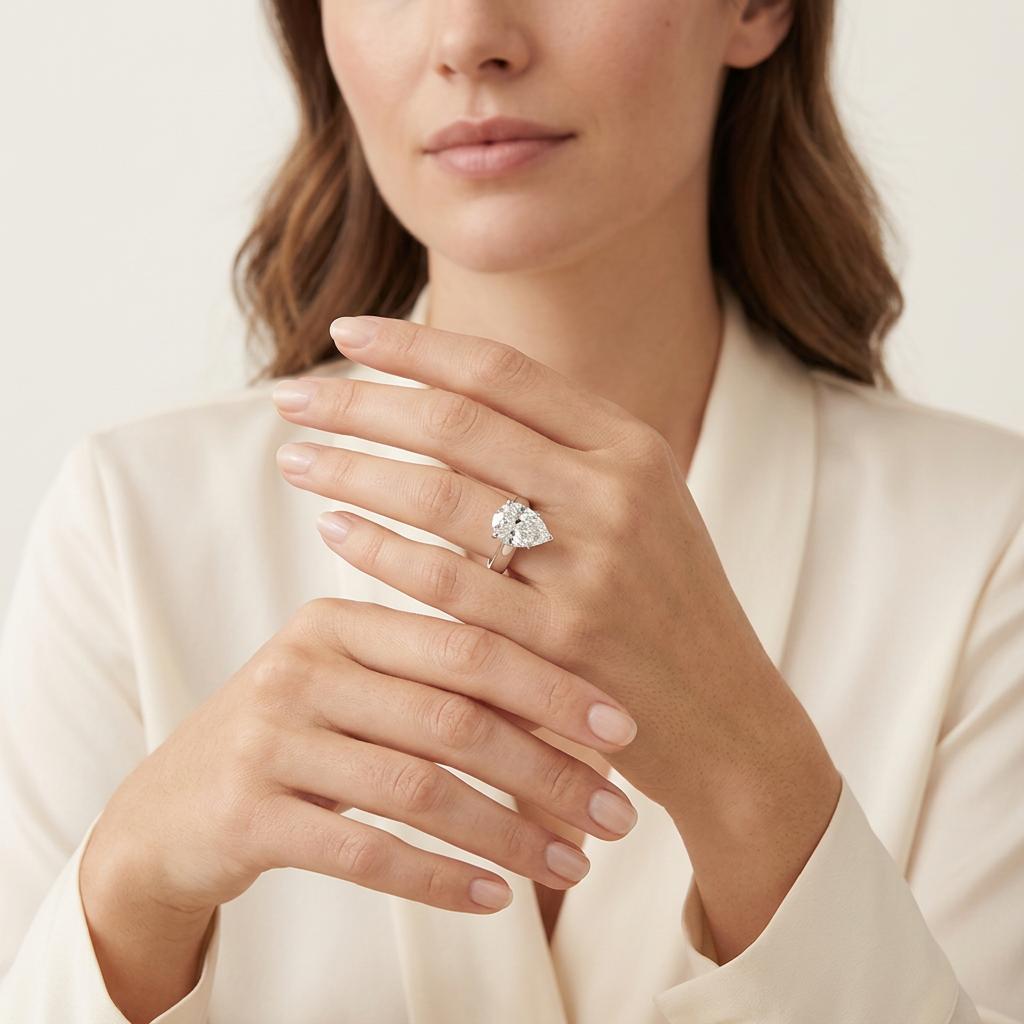 GIA Certified 5.31ct Pear Diamond Platinum Engagement Ring