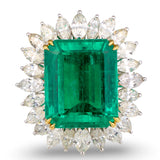 Emerald and Diamond Ring in Platinum and 18K Gold, GIA-Certified 19.34ct Colombi