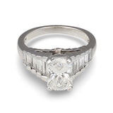 GIA Certified 1.79ct Radiant Diamond Platinum Ring, Tiered Baguettes