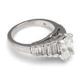 GIA Certified 1.79ct Radiant Diamond Platinum Ring, Tiered Baguettes