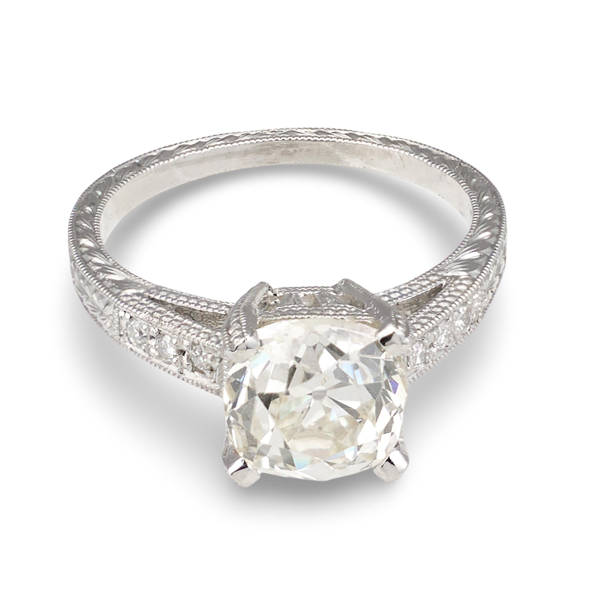 Antique-Style 2.14ct Old European Cut Diamond Platinum Ring