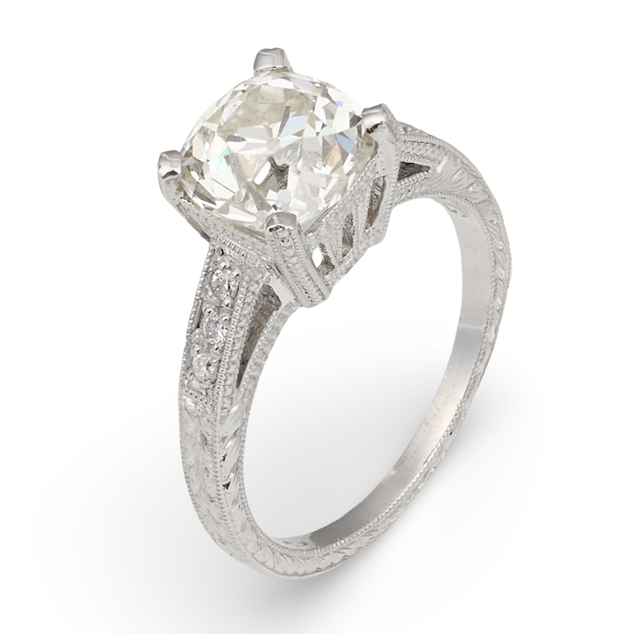 Antique-Style 2.14ct Old European Cut Diamond Platinum Ring