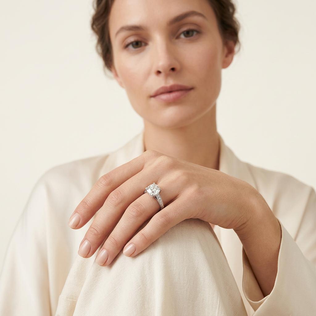 Antique-Style 2.14ct Old European Cut Diamond Platinum Ring
