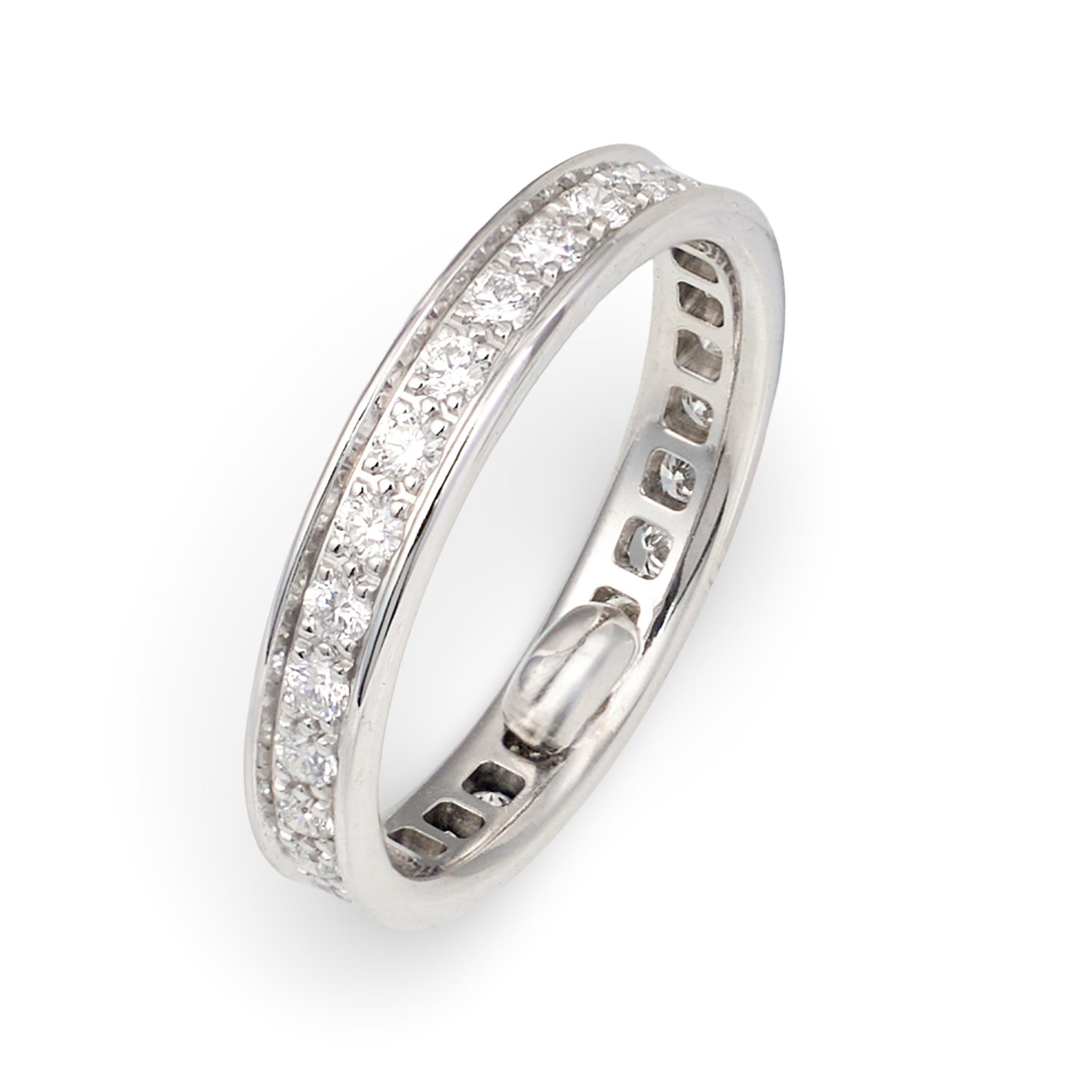 Cartier Diamond Eternity Band, Bead-Set 18K White Gold, F Color VVS2