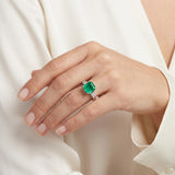 GIA Certified 3.20ct Colombian Emerald & Diamond Platinum Ring