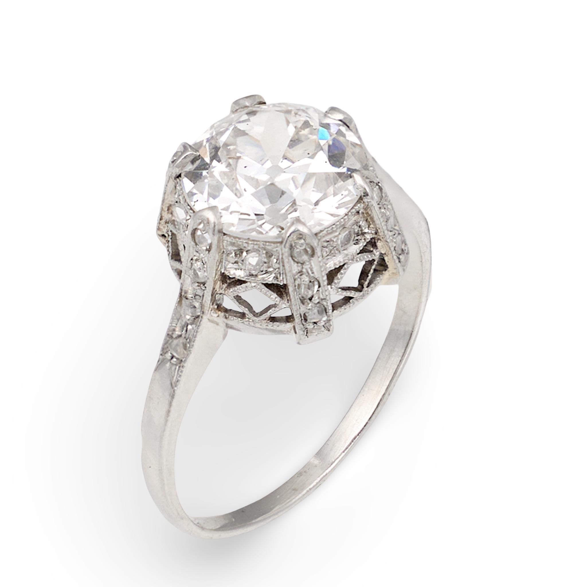 Edwardian Old European Cut Diamond Platinum Ring, 1.85ct, Circa 1910