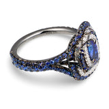 Omi Privé Sapphire and Diamond Blackened Platinum Ring, Duet Collection