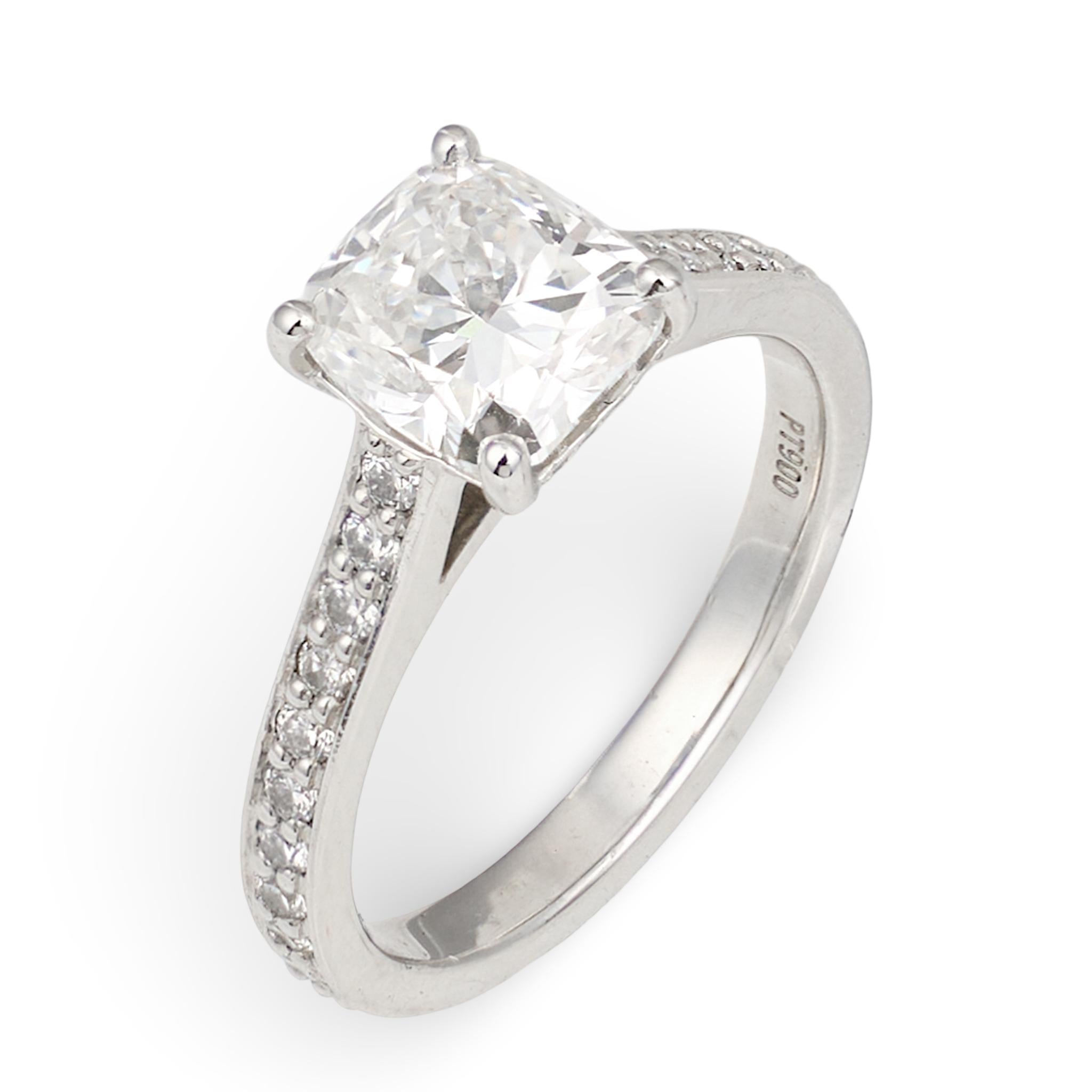 Campanelli & Pear GIA Certified 1.81 Carat Cushion Diamond Engagement Ring, Plat