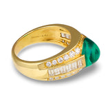 Tiffany & Co. Sugarloaf Cabochon Emerald and Diamond Ring, 18K Yellow Gold, 1970