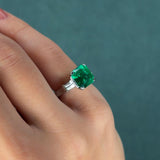 GIA 3.20ct Colombian Emerald & 0.45ct Diamond Platinum Ring