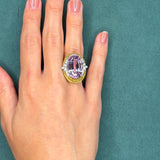 Vintage 25.4ct Kunzite and 0.25ct Diamond 18K Yellow Gold and Platinum Ring, circa 1960s
