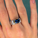 3.25ct Sapphire Ring in Platinum and 18K Yellow Gold, Contemporary 1990s