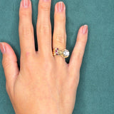Retro 1940s Diamond and 0.25ct Ruby 14K Rose Gold Ring, 1.70ct Old European Cut Diamond