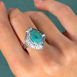 Mid-Century Platinum Black Opal and 2.5ct Diamond Ballerina Ring, 2.55 ct, Circa 1950s