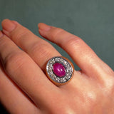 Mid-century Star 3.0ct Ruby and 0.5ct Diamond Palladium Ring, circa 1950s