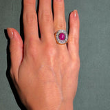 Mid-century Star 3.0ct Ruby and 0.5ct Diamond Palladium Ring, circa 1950s