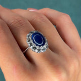 Vintage 1970s Italian 8.0ct Sapphire & 2.0ct Diamond Two-Tone Gold Ring, Matching Set Available