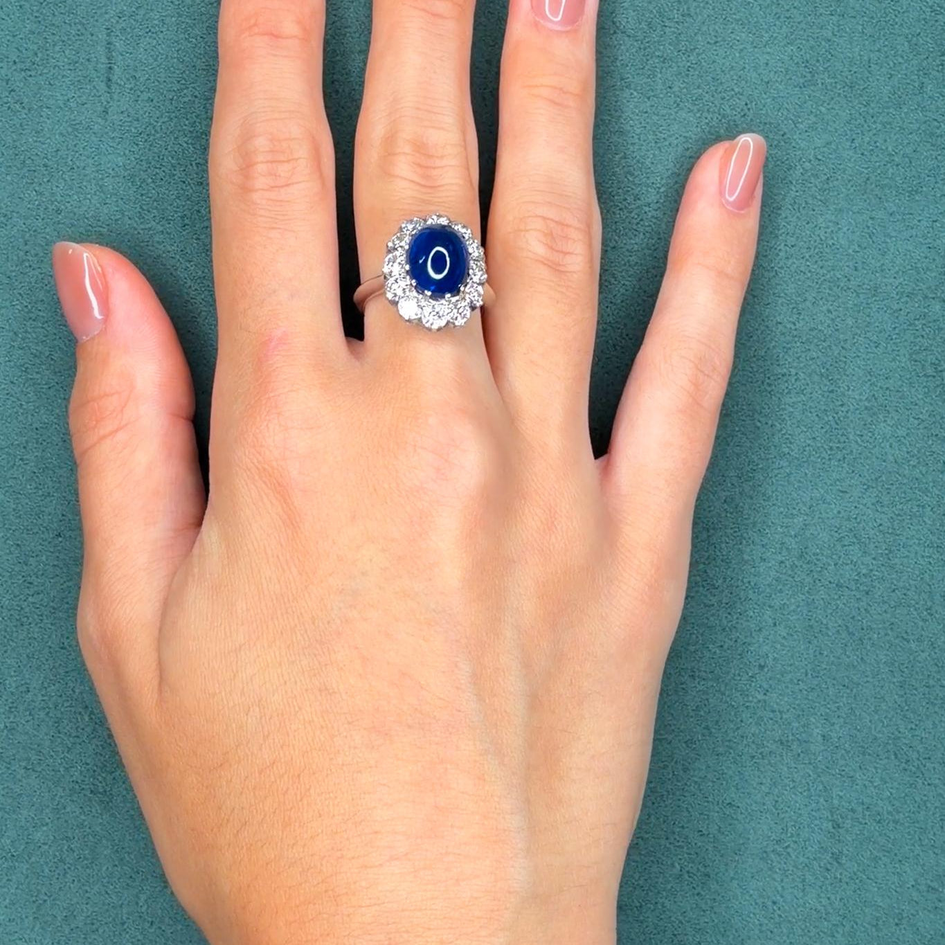Vintage 1970s Italian 8.0ct Sapphire & 2.0ct Diamond Two-Tone Gold Ring, Matching Set Available