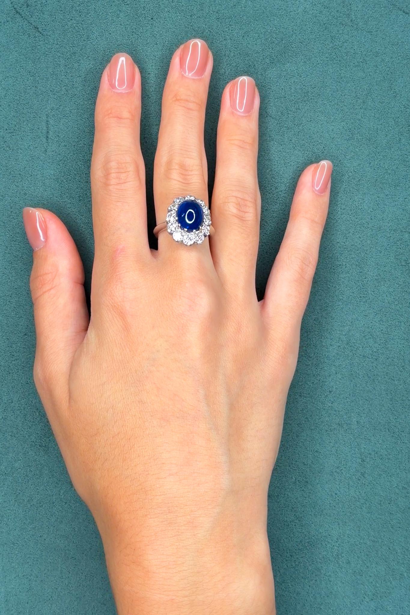 Vintage 1970s Italian 8.0ct Sapphire & 2.0ct Diamond Two-Tone Gold Ring, Matching Set Available