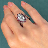 0.94ct Diamond and 0.64ct Ruby Cluster Ring, 14K White Gold, Circa 1960s