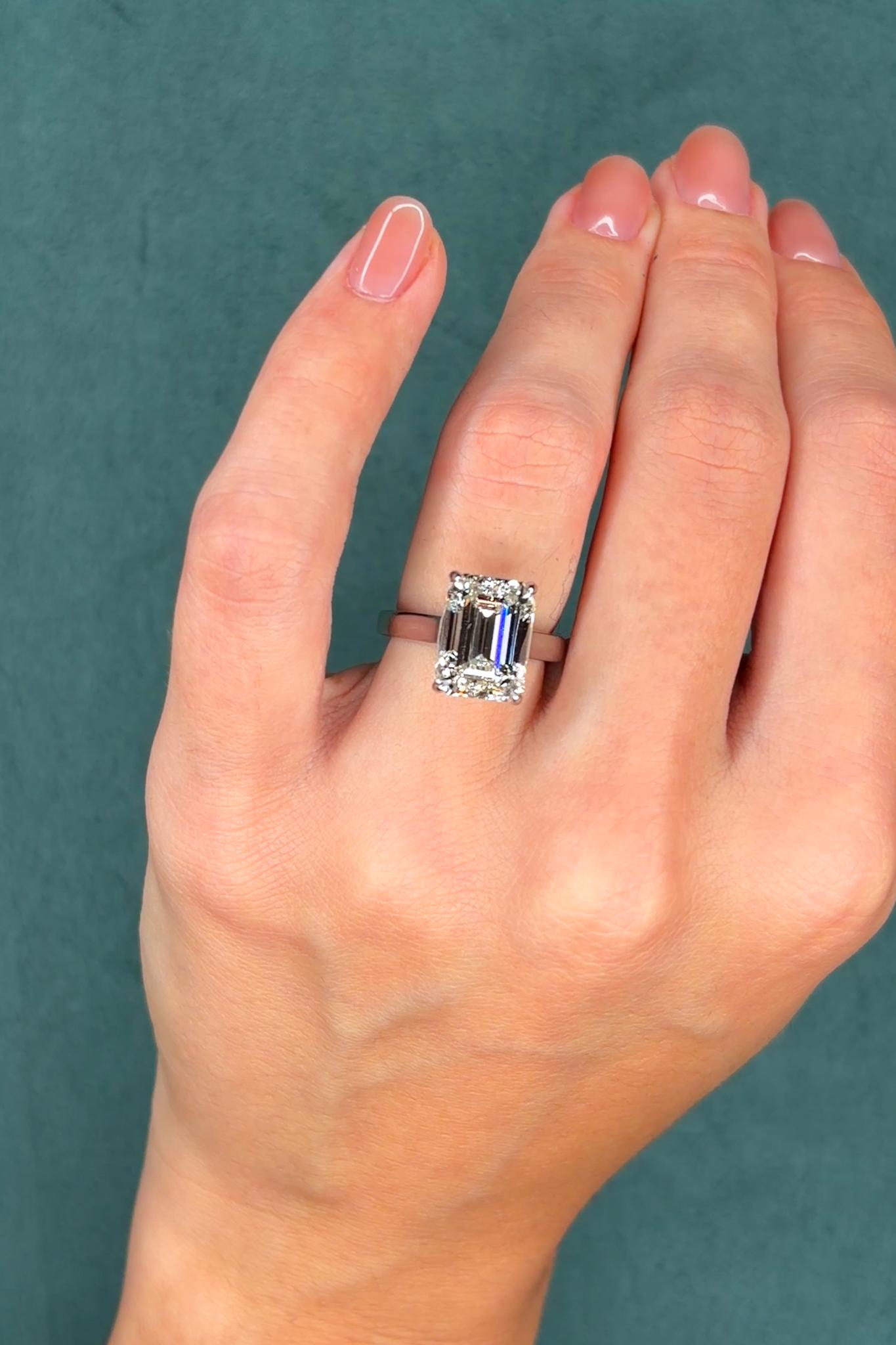 GIA 6.74 Carat Emerald Cut Diamond Engagement Ring, Platinum