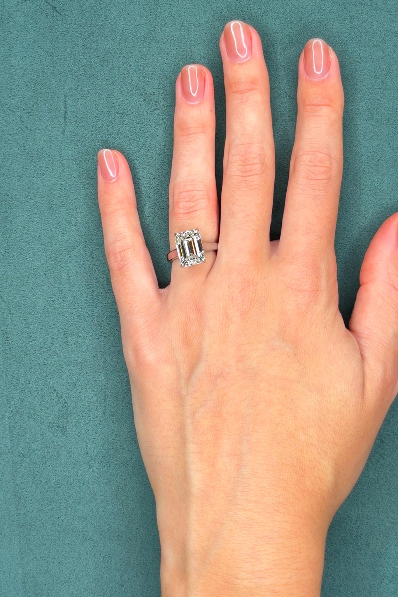 GIA 6.74 Carat Emerald Cut Diamond Engagement Ring, Platinum